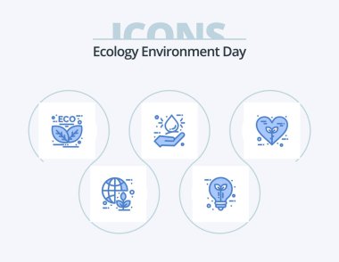 Ecology Blue Icon Pack 5 Icon Design. eco. bio. leaf. leaf. energy