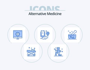 Alternative Medicine Blue Icon Pack 5 Icon Design. hospital. stethoscope. care. healthcare. recovery