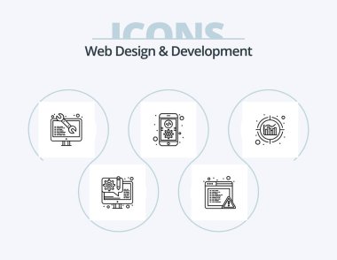 Web Design And Development Line Icon Pack 5 Icon Design. agile. data. seo. analytics. web development