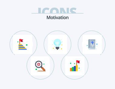 Motivation Flat Icon Pack 5 Icon Design. book. great idea. top. good idea. big idea