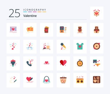Valentine 25 Flat Color icon pack including heart. love. card. day. valentine