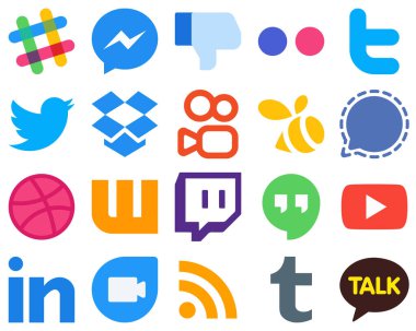 20 Flat UI Flat Social Media Icons wattpad. twitter. mesenger and swarm icons. Gradient Icon Bundle