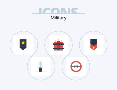Military Flat Icon Pack 5 Icon Design. stripes. military. insignia. badge. dynamite