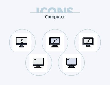 Computer Line Filled Icon Pack 5 Icon Design. .