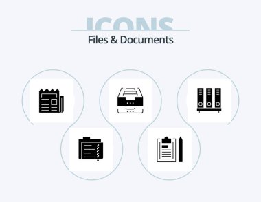 Files And Documents Glyph Icon Pack 5 Icon Design. data. archive. notepad. paper. newsletter