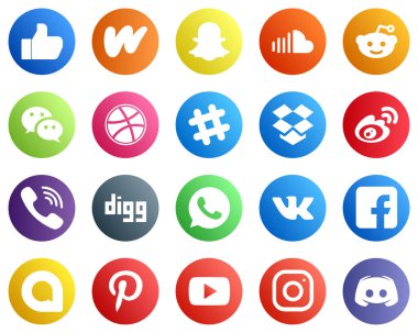 20 Social Media Icons for Your Marketing such as sina. reddit. weibo and spotify icons. Minimalist and high resolution
