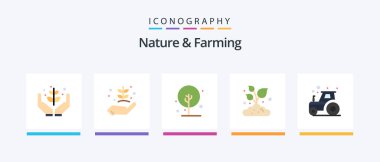 Nature And Farming Flat 5 Icon Pack Including . farming. nature. farm. small. Creative Icons Design