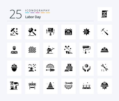 Labor Day 25 Solid Glyph icon pack including date. hat . calendar . paint