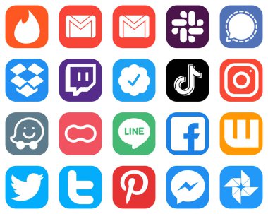 20 Minimalist Social Media Icons such as meta. dropbox. china and douyin icons. High Quality Gradient Icon Set