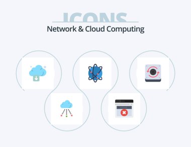 Network And Cloud Computing Flat Icon Pack 5 Icon Design. sound. computing. arrow. world. globe