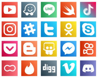 20 Essential Social Media Icons such as skype. tweet. china and twitter icons. Fully editable and professional