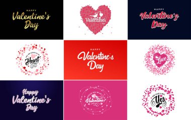 Happy Valentine's Day greeting card template with a floral theme and a red and pink color scheme