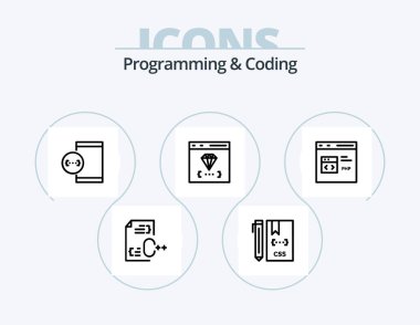 Programming And Coding Line Icon Pack 5 Icon Design. develop. app. develop. file. develop