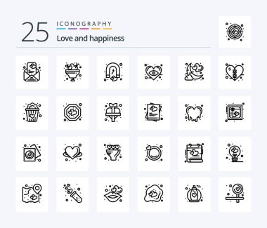Love 25 Line icon pack including moon. date. heart. love. eye