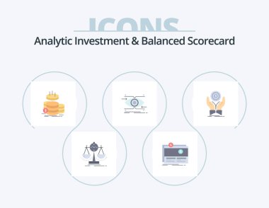 Analytic Investment And Balanced Scorecard Flat Icon Pack 5 Icon Design. focus. attention. platform. savings. gold