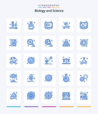 Creative Biology 25 Blue icon pack  Such As dna. medicine. dna. herb. alternative