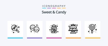 Sweet And Candy Line 5 Icon Pack Including food. chocolate egg. food. sweet. doughnut. Creative Icons Design