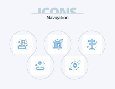 Navigation Blue Icon Pack 5 Icon Design. sign. pin. pin. map pin. home