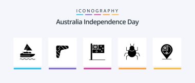 Australia Independence Day Glyph 5 Icon Pack Including indian. nature. travel. bug. flag. Creative Icons Design