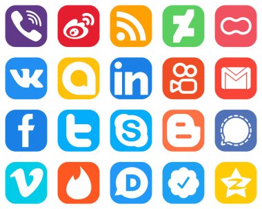 20 Social Media Icons for Your Marketing such as kuaishou. linkedin. feed. google allo and women icons. Elegant Gradient Icon Set