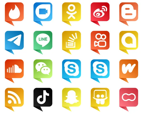 20 High Quality Chat bubble style Social Media Icons such as kuaishou. stock. blog. question and line icons. Unique and high definition