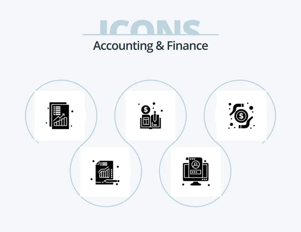 Accounting Finance Glyph Icon Pack Icon Design Card Distributed Profile — Image vectorielle