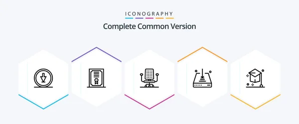 Complete Common Version Line Icon Pack Including Education College Chair — Stockvektor