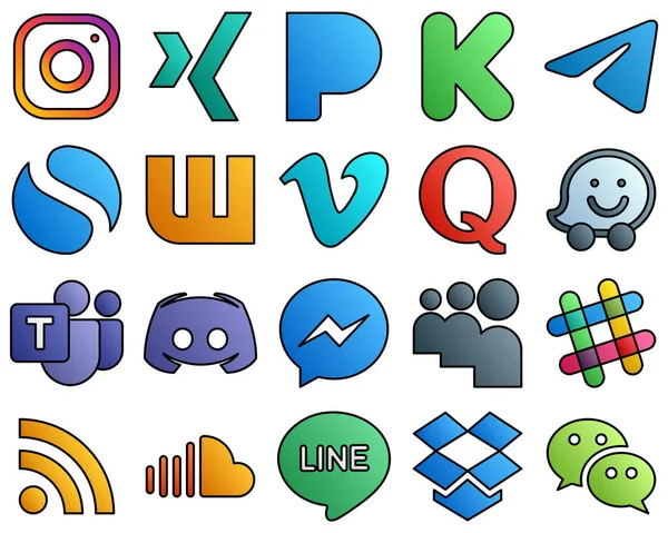 Filled Line Style Social Media Icon Set Microsoft Team Question — Wektor stockowy