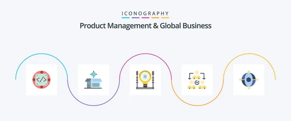 Product Managment Global Business Flat Icon Pack Including Distribution Delegate — Stok Vektör