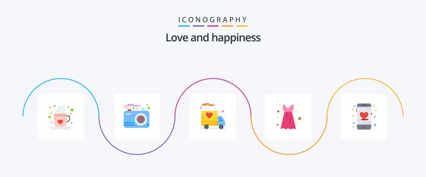 Love Flat Icon Pack Including Mobile Heart Delivery Application Frock — стоковый вектор
