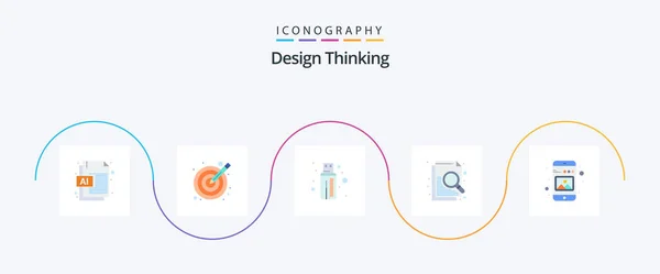 Design Thinking Flat Icon Pack Including Picture Mobile Connector Image — Stockvector