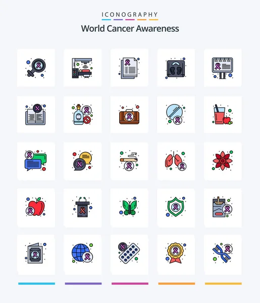 Creative World Cancer Awareness Line Filled Icon Pack Awareness Advertisement — Wektor stockowy