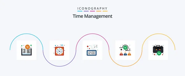 Time Management Flat Icon Pack Including Business Workers Moon Time — Archivo Imágenes Vectoriales