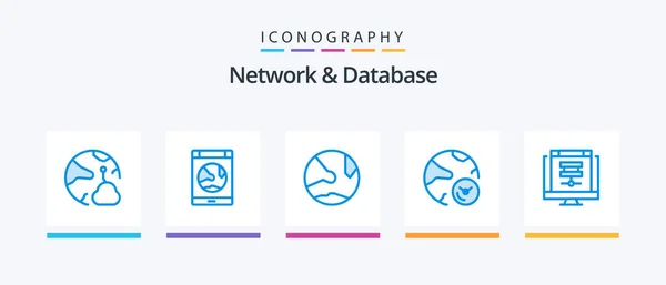 Network Database Blue Icon Pack Including Information Analysis Online Social — Image vectorielle