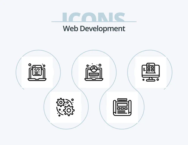 Web Development Line Icon Pack Icon Design Web Development Setting — Stok Vektör