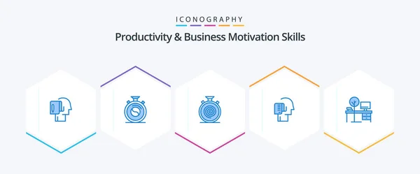 Productivity Business Motivation Skills Blue Icon Pack Including Schedule List — Wektor stockowy