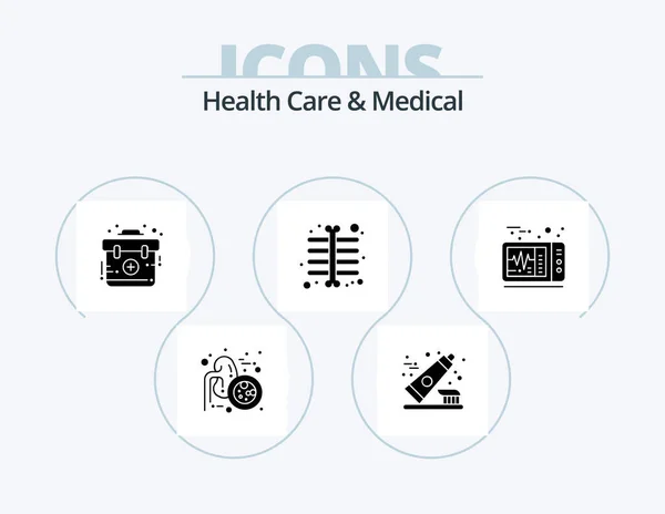 Health Care Medical Glyph Icon Pack Icon Design Medical Electrocardiogram — Stock Vector