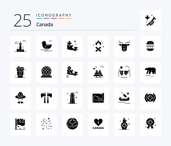 Canada Solid Glyph Icon Pack Including Reindeer Arctic Map Alpine — Stockvector
