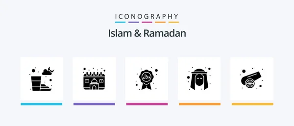 Islam Ramadan Glyph Icon Pack Including Islam Arab Islam Person — Stock Vector