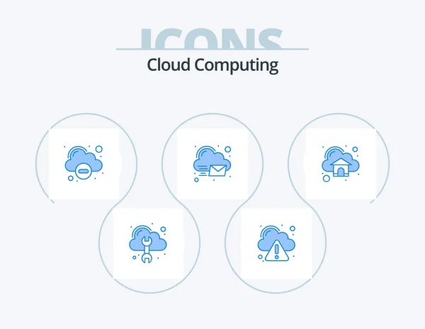 Cloud Computing Blue Icon Pack Icon Design Cloud Invelop Cloud — Stockvector