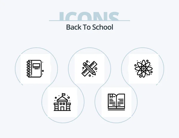Back School Line Icon Pack Icon Design Scissor Cut Education — Stock vektor