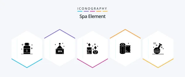 Spa Element Glyph Icon Pack Including Element Roll Aroma Paper — 图库矢量图片