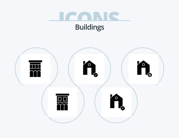 Buildings Glyph Icon Pack Icon Design House Buildings House House — Vetor de Stock