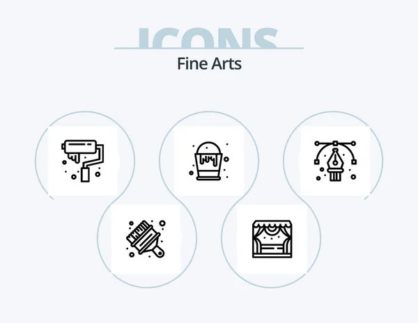 Fine Arts Line Icon Pack Icon Design Art Brush Cube — Stock Vector
