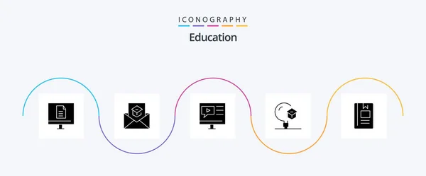 Education Glyph Icon Pack Including Learning Education Invite Video Multimedia — Vector de stock