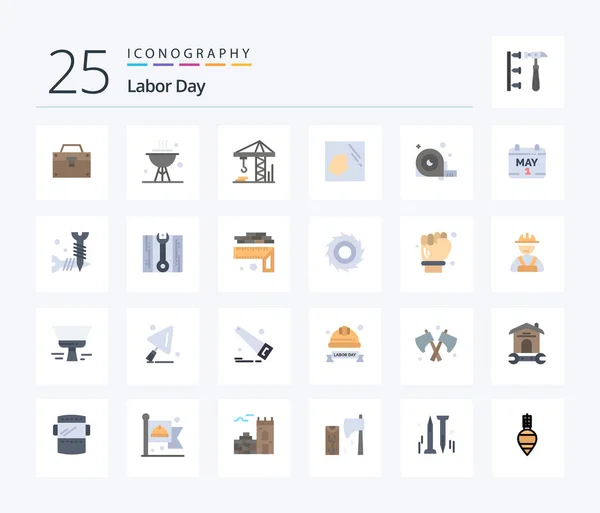 Labor Day Flat Color Icon Pack Including Angle Housekeeping Dinner — Stock vektor