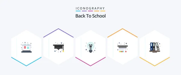 Back School Flat Icon Pack Including Education Back School Idea — Stok Vektör