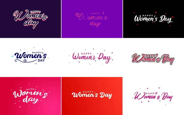 Happy Women Day Greeting Card Template Hand Lettering Text Design — Wektor stockowy