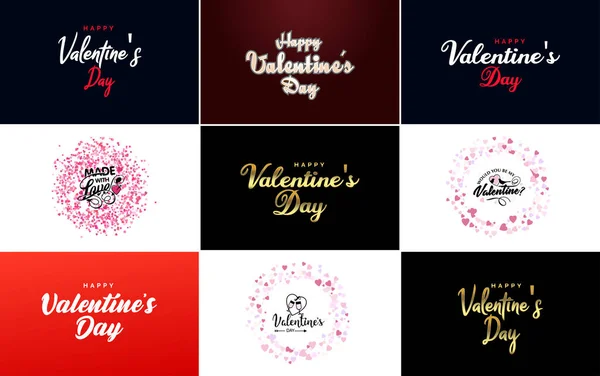 Red Flat Design Valentine Day Label Pack — Stockový vektor