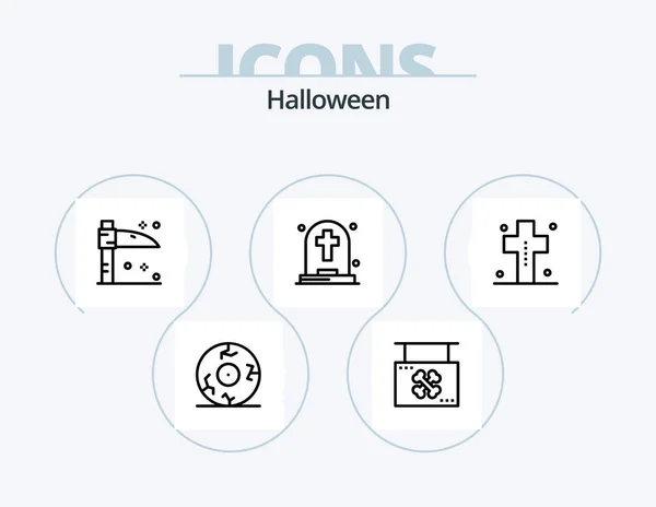 Halloween Line Icon Pack Icon Design Ghost Scythe Casket Holiday — vektorikuva